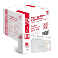 Basic Medical Clear Vinyl Exam Gloves - Latex-Free & Powder-Free, Extra-Large, VGPF3004 (Case of 1,000)